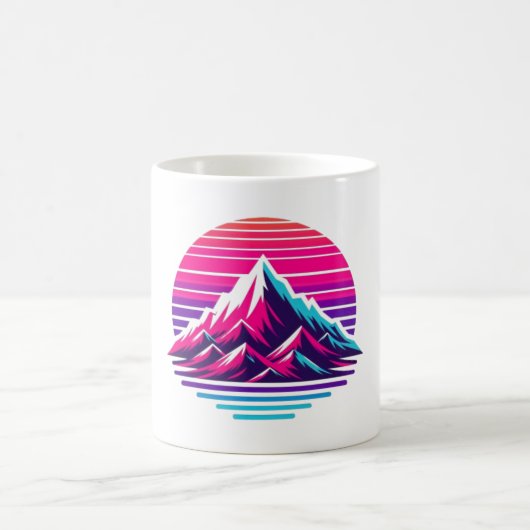 Synthwave Mountain Mug – Retro Sunset Coffee Cup Kaffeetasse (Mittel)