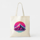 Synthwave Mountain Tote Bag – Retro Sunset Vibes Tragetasche (Rückseite)