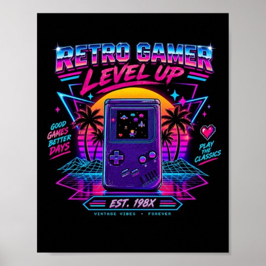 Synthwave-Neon-Arcade-Gaming-Wandkunst Poster (Vorne)