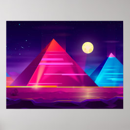 Synthwave Neon City - Ägypten, Pyramide Poster
