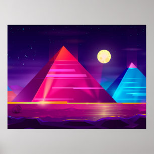 Synthwave Neon City - Egypt, pyramid Poster
