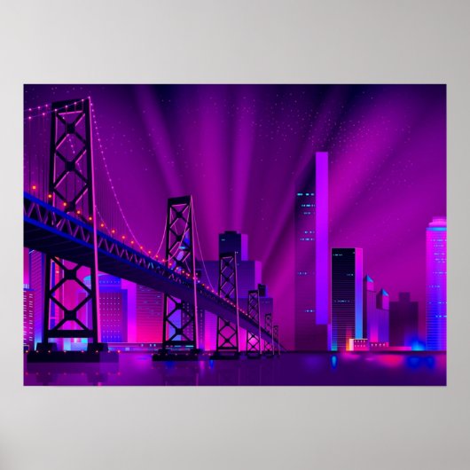 Synthwave Neon City San Francisco Poster (Vorne)