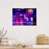 Synthwave Neon City - Tokio glitte Poster (Küche)