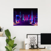 Synthwave Neon City ⛔ Vector art Poster (Heimbüro)