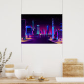 Synthwave Neon City ⛔ Vector art Poster (Küche)