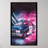 Synthwave Neon Police Car Poster (Vorne)