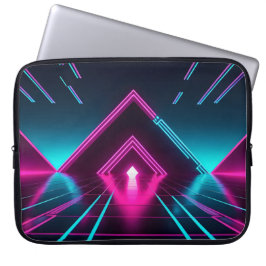 Synthwave Neon Pyramid Tunnel Glowing Cyberpunk Laptopschutzhülle