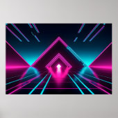 Synthwave Neon Tunnel Glowing Pyramid Abstract Poster (Vorne)