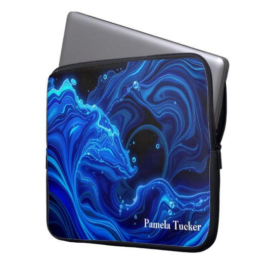 Synthwave Neon Wave Aesthetic Large Laptopschutzhülle (Vorderseite Links)