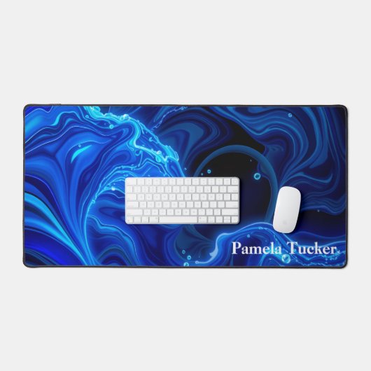 Synthwave Neon Wave Aesthetic Large Schreibtischunterlage (Tastatur & Maus)