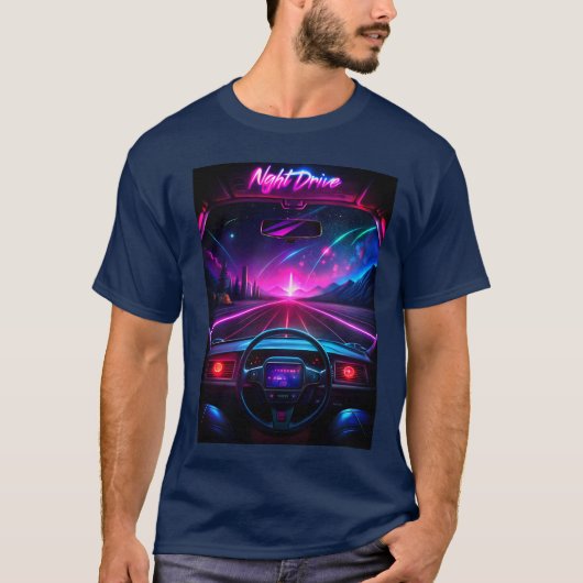 Synthwave "Night Drive" T-Shirt (Vorderseite)