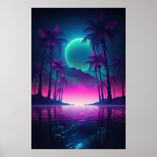 Synthwave-Oase: Ein Nachtausflug ins Paradies Poster (Vorne)
