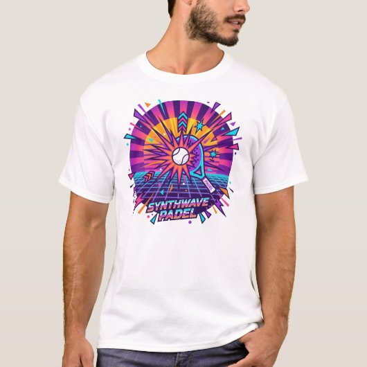 Synthwave Padel Retro Vector Illustration T-Shirt (Vorderseite)