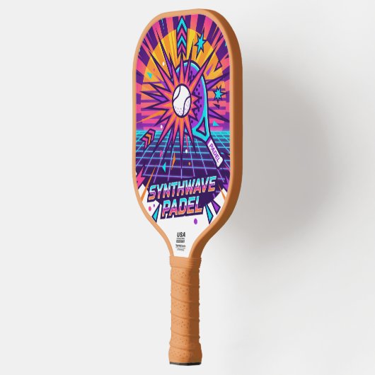 Synthwave-Padel-Retro-Vektorillustration Pickleball Schläger (Links)