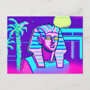 Synthwave-Pharao Postkarte