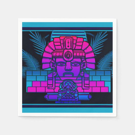 Synthwave-Pharao Serviette (Vorderseite)