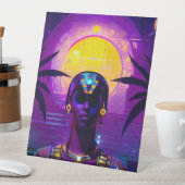 Synthwave-Pharao Sockelschild (In Situ)