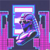 Synthwave Pharaoh Aufkleber (Vorderseite)