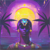 Synthwave Pharaoh Aufkleber (Vorderseite)