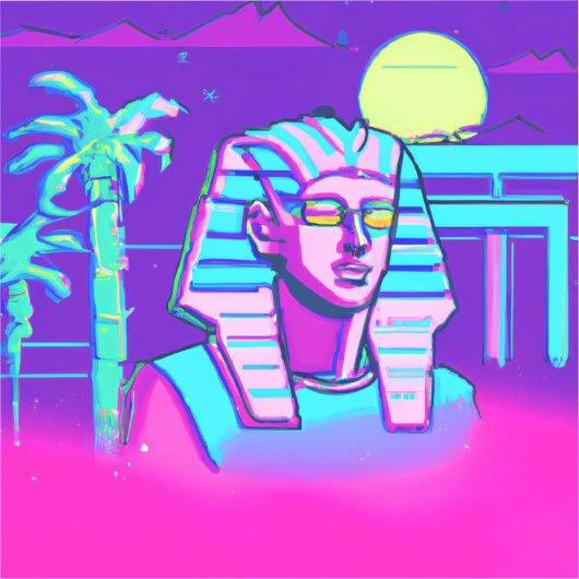 Synthwave Pharaoh Aufkleber (Vorderseite)