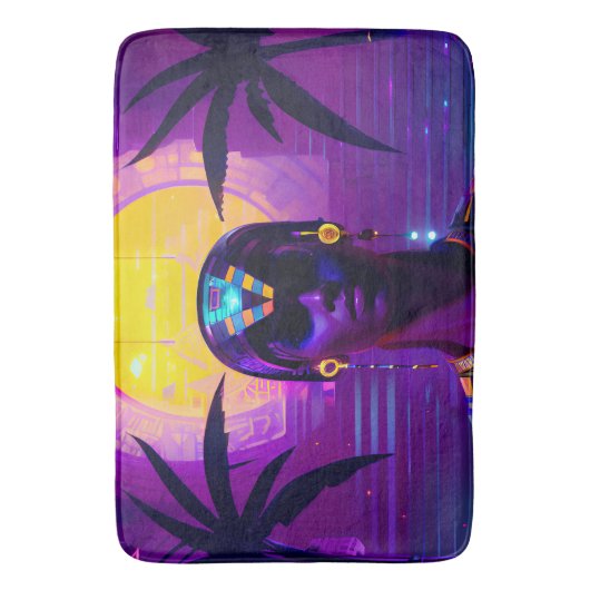 Synthwave Pharaoh Badematte (Vorderseite Vertikal)