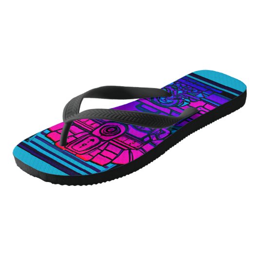 Synthwave Pharaoh Badesandalen (Schrägansicht)