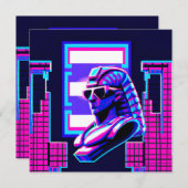 Synthwave Pharaoh Einladung (Vorne/Hinten)