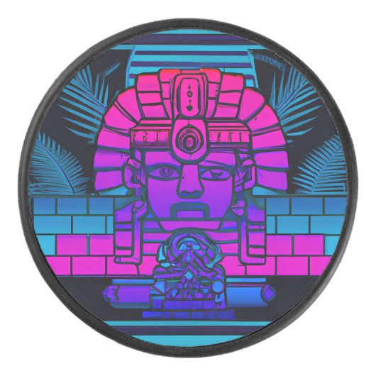Synthwave Pharaoh Eishockey Puck (Vorderseite)