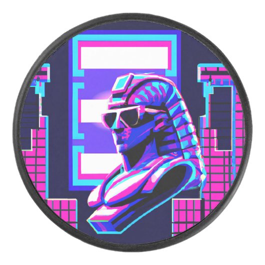 Synthwave Pharaoh Eishockey Puck (Vorderseite)