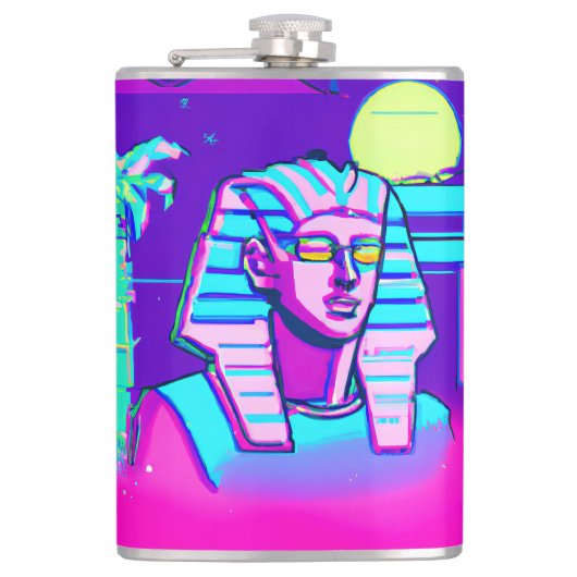 Synthwave Pharaoh Flachmann (Vorderseite)