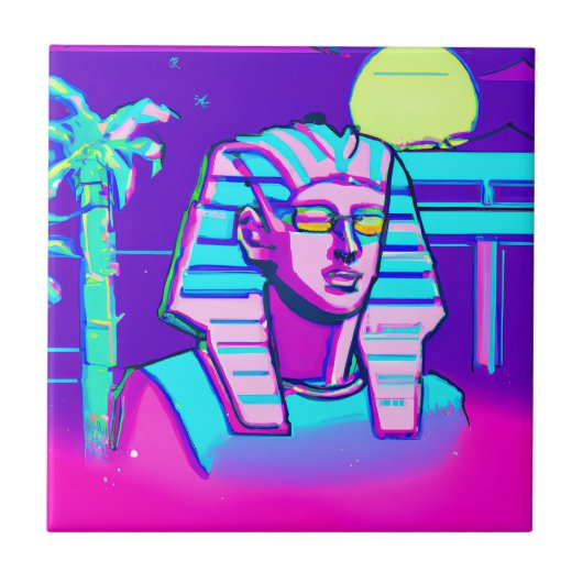 Synthwave Pharaoh Fliese (Vorderseite)