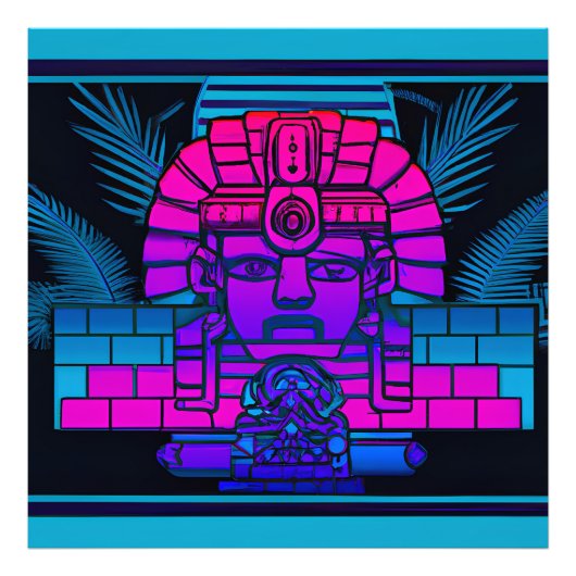 Synthwave Pharaoh Fotodruck (Vorne)