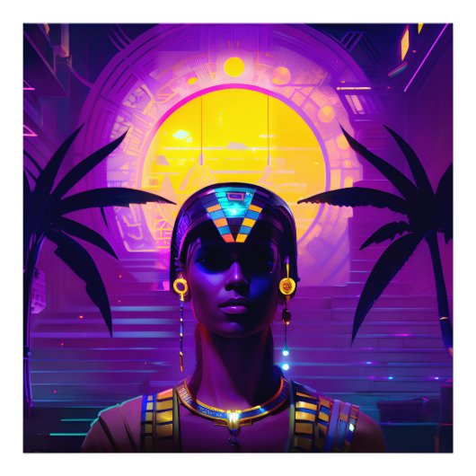 Synthwave Pharaoh Fotodruck (Vorne)