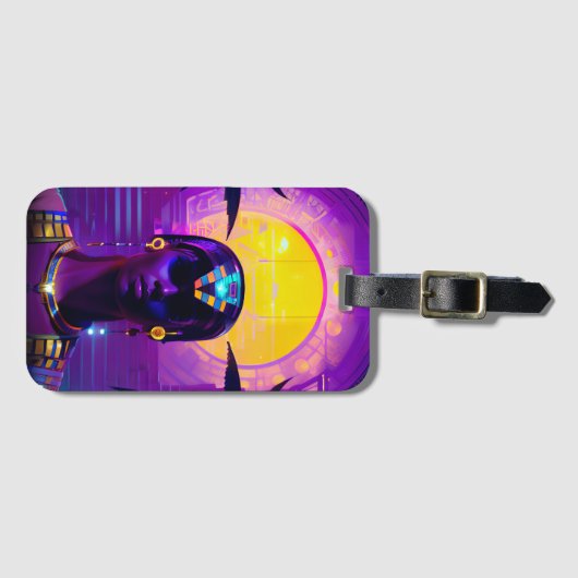 Synthwave Pharaoh Gepäckanhänger (Vorderseite (Horizontal))
