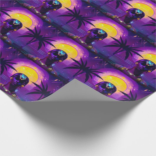 Synthwave Pharaoh Geschenkpapier (Ecke)