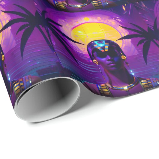 Synthwave Pharaoh Geschenkpapier (Rolleneckpunkt)