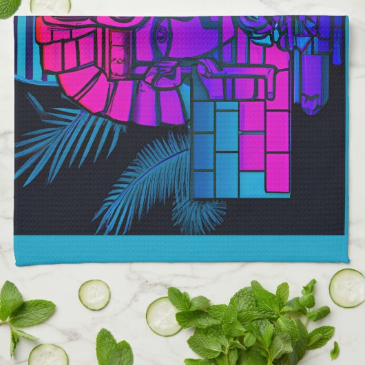 Synthwave Pharaoh Geschirrtuch (Gefaltet)