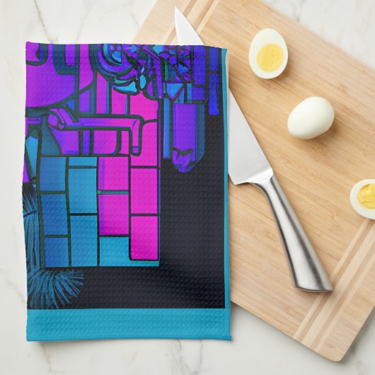 Synthwave Pharaoh Geschirrtuch (Viertel Falte)