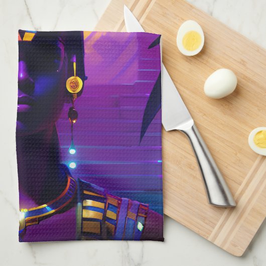 Synthwave Pharaoh Geschirrtuch (Viertel Falte)