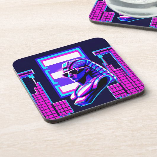 Synthwave Pharaoh Getränkeuntersetzer (Linke Seite)