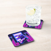 Synthwave Pharaoh Getränkeuntersetzer (Rechte Seite)