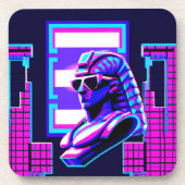 Synthwave Pharaoh Getränkeuntersetzer (Vorderseite)