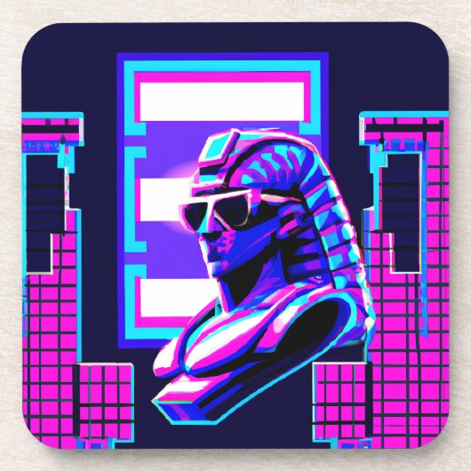 Synthwave Pharaoh Getränkeuntersetzer (Vorderseite)