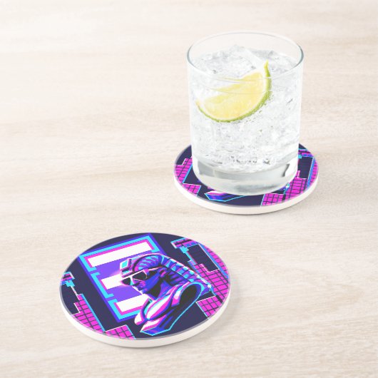 Synthwave Pharaoh Getränkeuntersetzer (Seite)