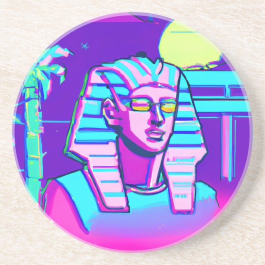 Synthwave Pharaoh Getränkeuntersetzer (Vorne)