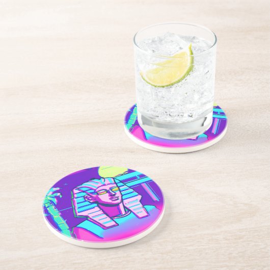 Synthwave Pharaoh Getränkeuntersetzer (Seite)