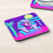 Synthwave Pharaoh Getränkeuntersetzer (Linke Seite)