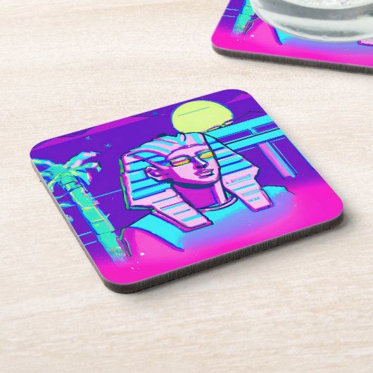 Synthwave Pharaoh Getränkeuntersetzer (Linke Seite)