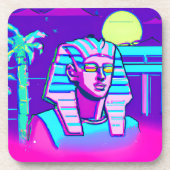 Synthwave Pharaoh Getränkeuntersetzer (Vorderseite)