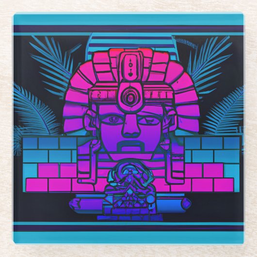 Synthwave Pharaoh Glasuntersetzer (Vorderseite)